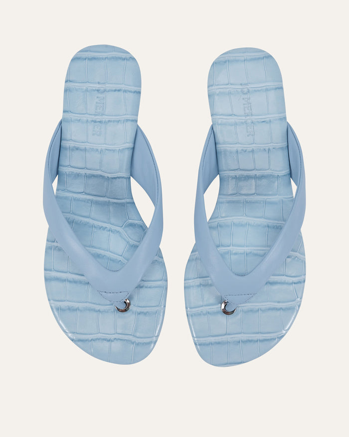 PRAGUE FLAT SANDALS ICE BLUE LEATHER
