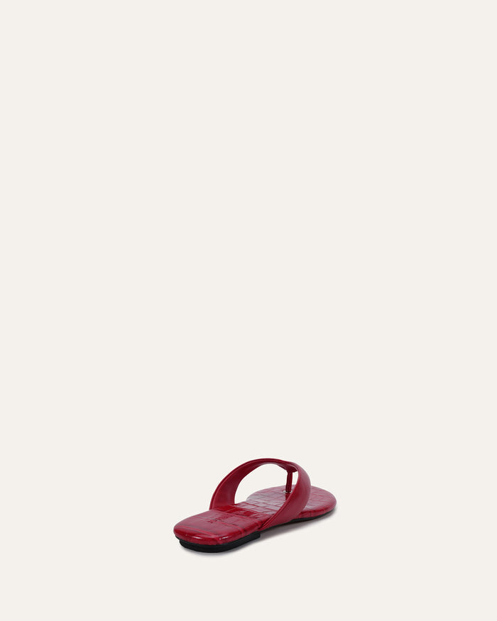 PRAGUE FLAT SANDALS LIPSTICK RED LEATHER