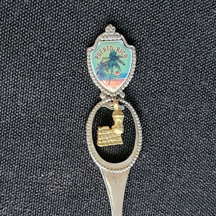 Puerto Rico Collectible Travel Souvenir Spoon 4.5" 11cm El Morro Castle Dangler