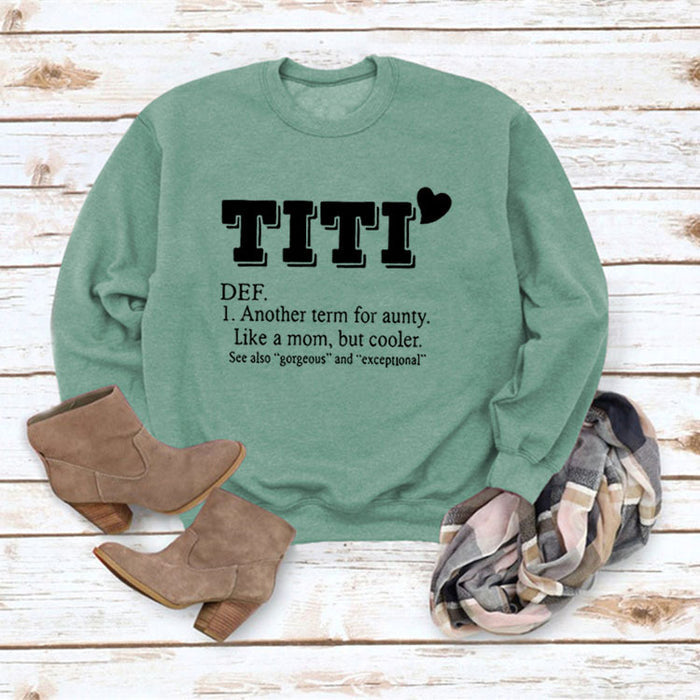 Light green sweater (black font) / S