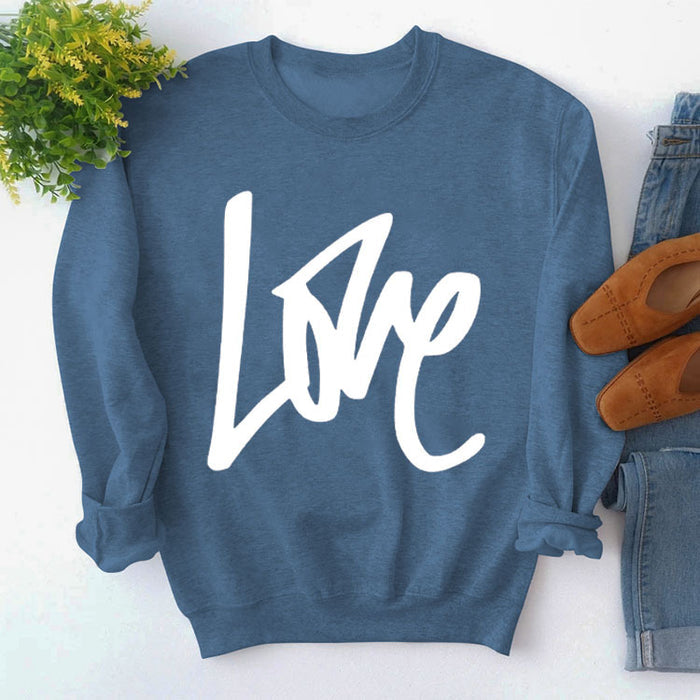 Blue sweater (white font) / S