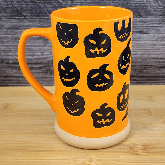 Pumpkin Halloween Coffee Mug Orange Black Jack-O-Lantern Tea Cup 20oz Blue Sky