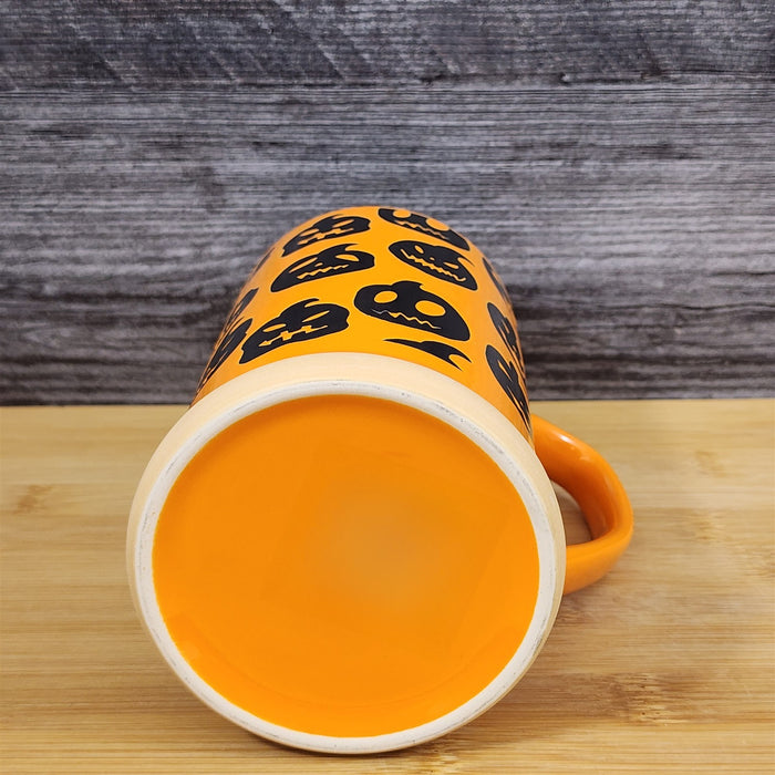 Pumpkin Halloween Coffee Mug Orange Black Jack-O-Lantern Tea Cup 20oz Blue Sky
