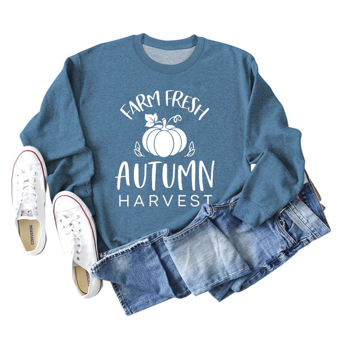 Blue sweater (white font) / S