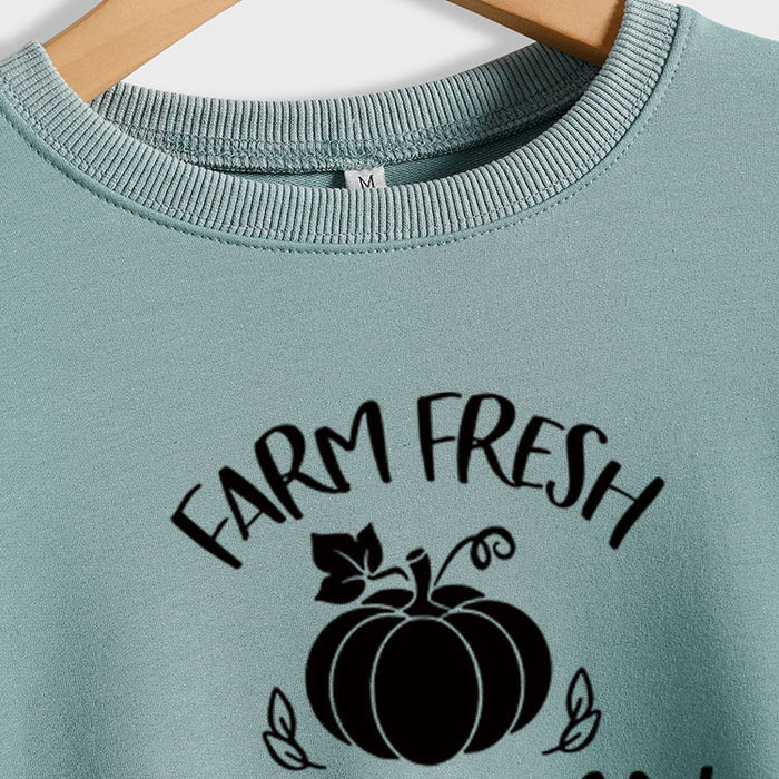 Pumpkin Letter Halloween Crewneck Long Sleeved Sweatshirt Woman