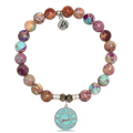 Purple Jasper Stone Bracelet with Cape Cod Enamel Sterling Silver Charm