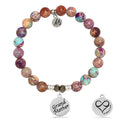 Purple Jasper Stone Bracelet with Grandmother Endless Love Sterling Silver Charm