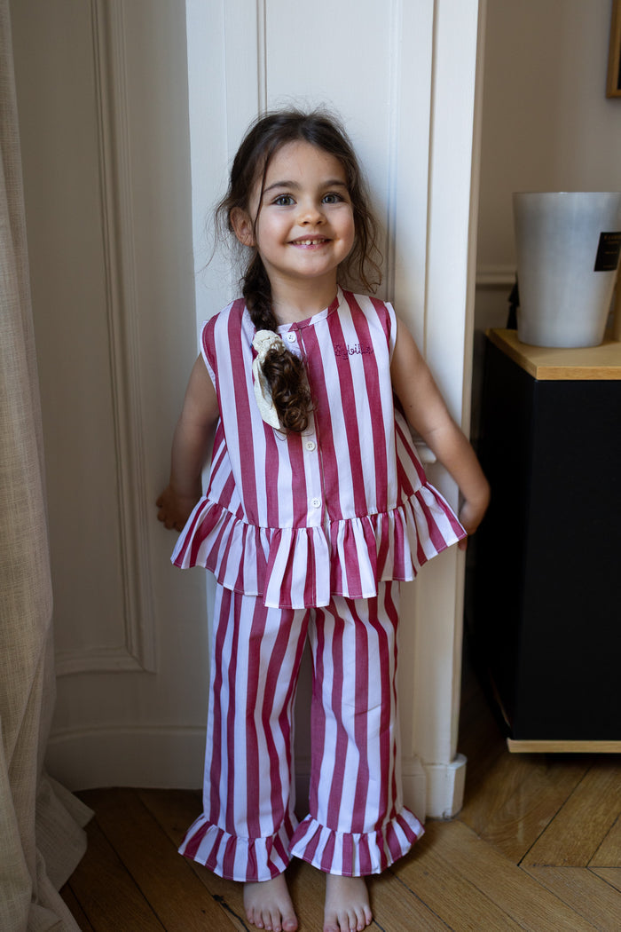 Pyjamas IN & OUT Red Stripes - Girl