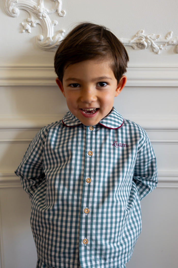 Pyjamas Vichy Dark Green - Boy