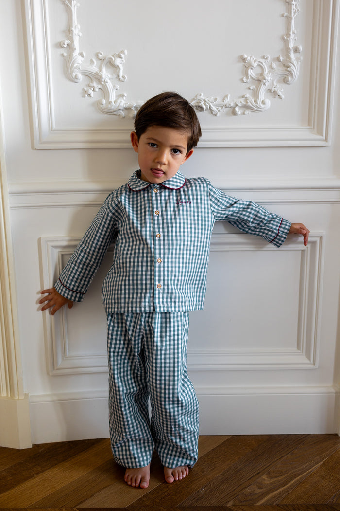 Pyjamas Vichy Dark Green - Boy