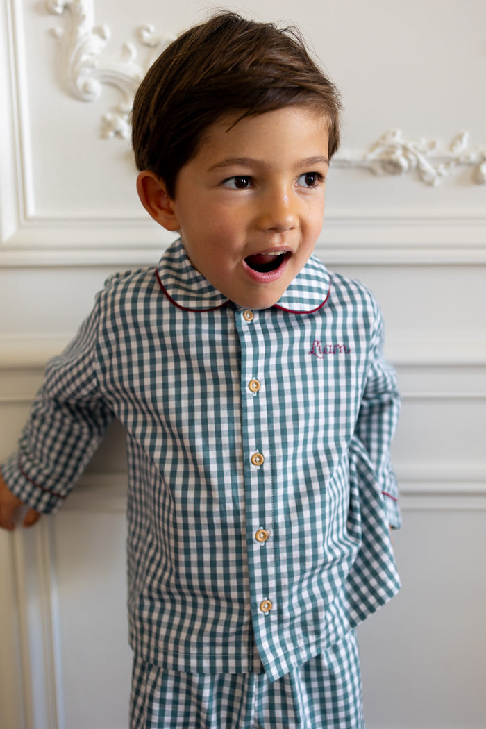 Pyjamas Vichy Dark Green - Boy