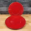 Rachael Ray Double Ridge Salad Plate Set of 2 Stoneware Crimson Red 8"