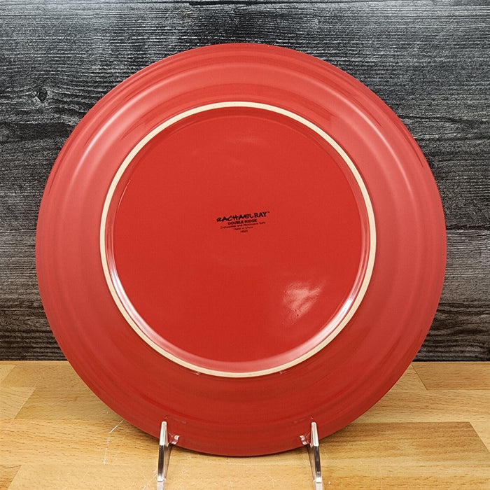 Rachael Ray Double Ridge Salad Plate Set of 4 Stoneware Crimson Red 8"