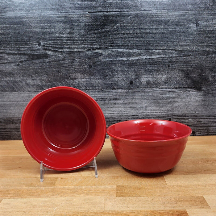 Rachael Ray Double Ridge Soup Cereal Bowls Set of 2 Stoneware Crimson Red 6"