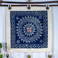 Vindigo indigo hemp batik square tapestry front view