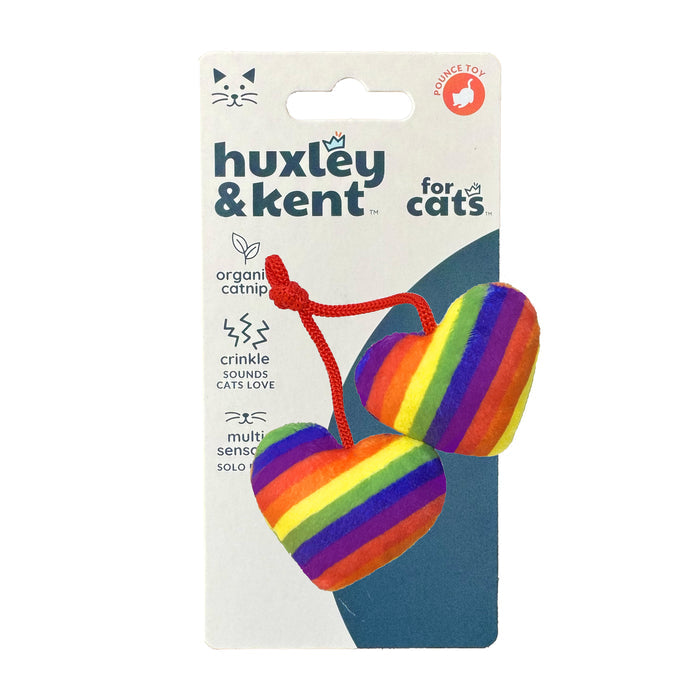 Packaged Rainbow Heart Strings Cat Toy.