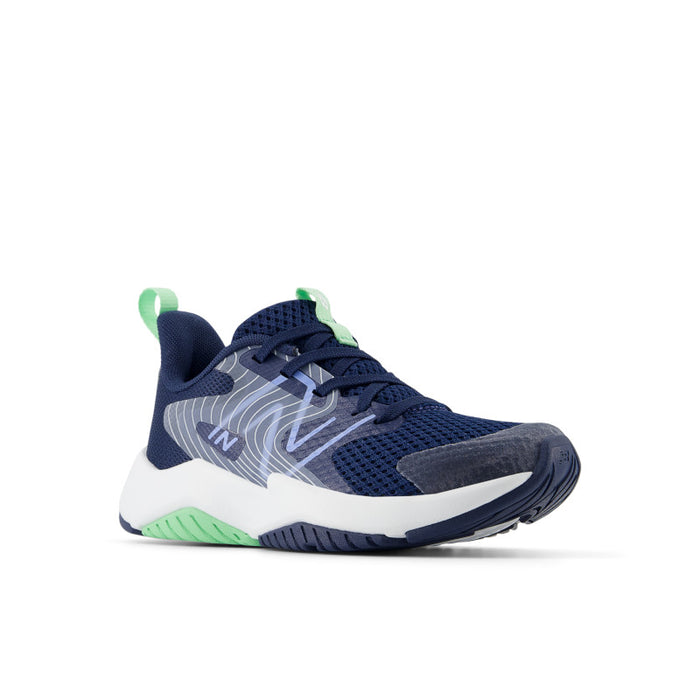 Rave Run v2 - NB Navy with Electric Sky and Sweetgrass -Big Kids