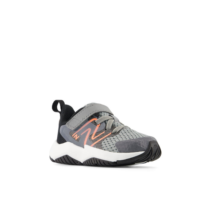 Rave Run v2 Bungee Lace with Top Strap - Slate Grey with Black and Tangerine Heat - Toddlers
