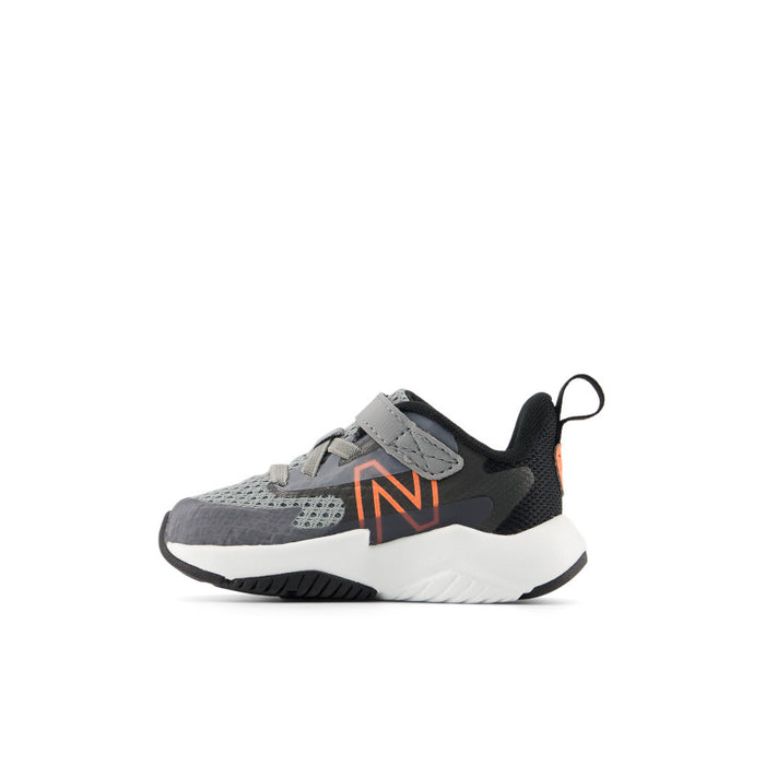 Rave Run v2 Bungee Lace with Top Strap - Slate Grey with Black and Tangerine Heat - Toddlers