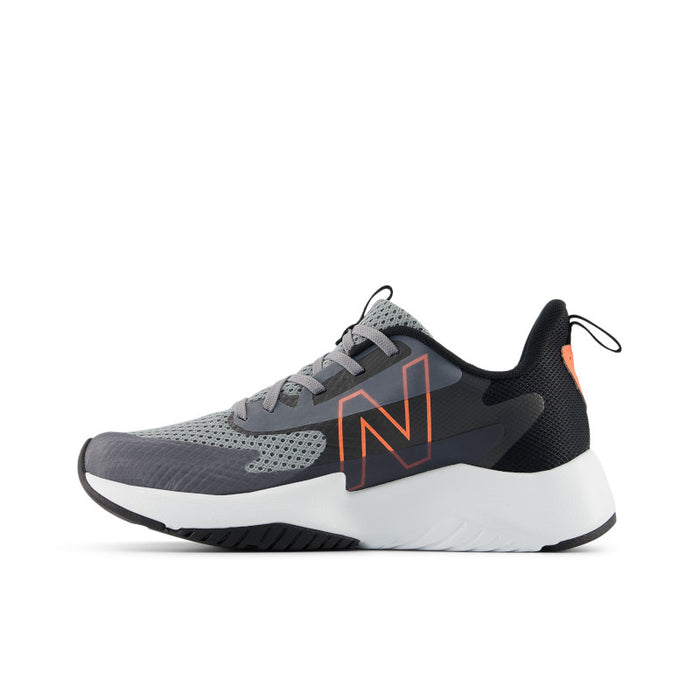 Rave Run v2 LACE - Slate Grey with Black and Tangerine Heat - Big Kids