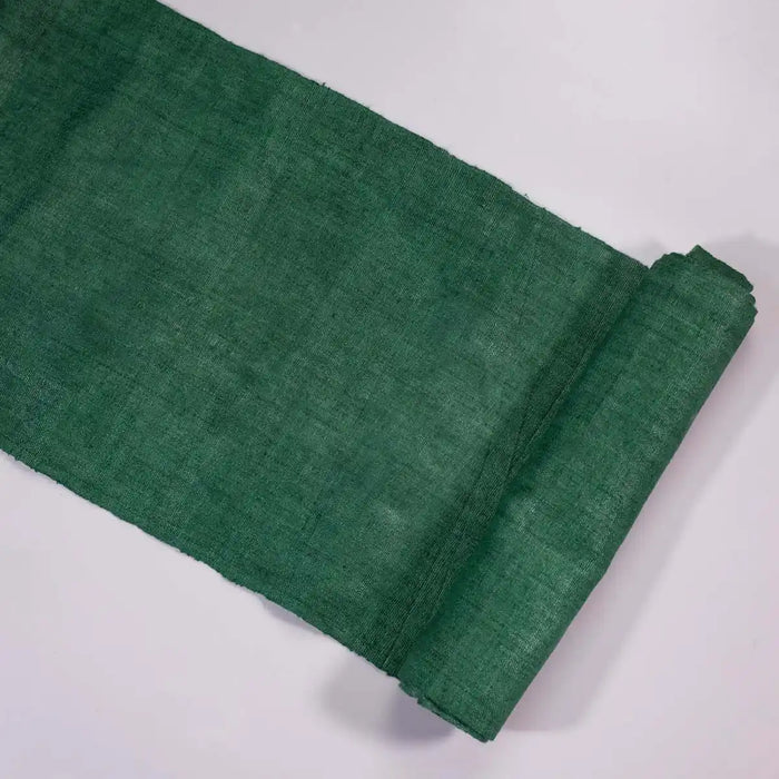 Vindigo green hemp fabric roll folded edge view
