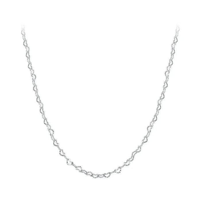 Real 925 Sterling Silver Trendy Heart-Shaped Basic Chain Link Lobster Clasp Adjustable Necklace for Women