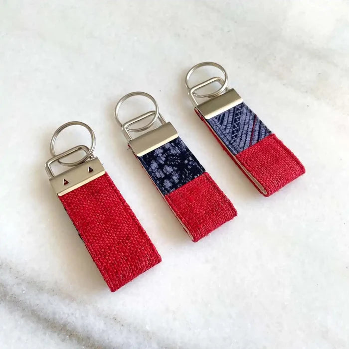 Vindigo keychain bright red embroidered group display