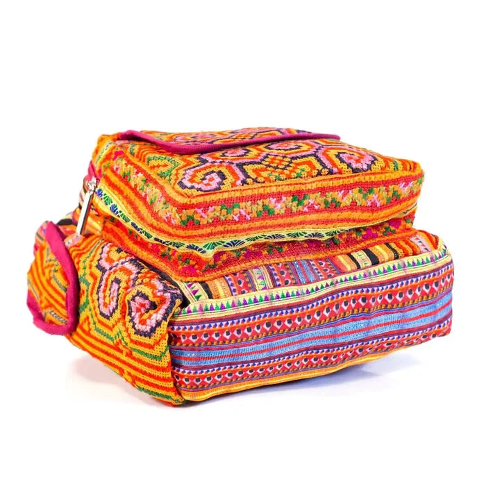 Vindigo crossbody yellow linen spiral tribal folded detail