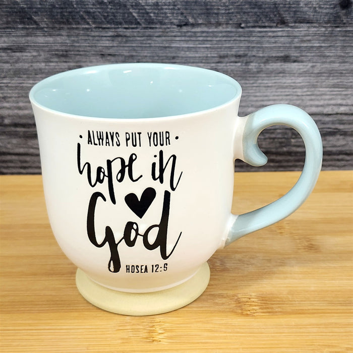 Religious Hosea 12:5 Inspiration Coffee Mug 17oz Embossed Tea Cup Blue Sky