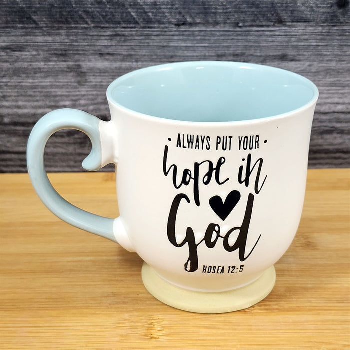 Religious Hosea 12:5 Inspiration Coffee Mug 17oz Embossed Tea Cup Blue Sky