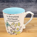 Religious Thessalonians 5:16 Inspiration Coffee Mug Cup Floral Blue Sky