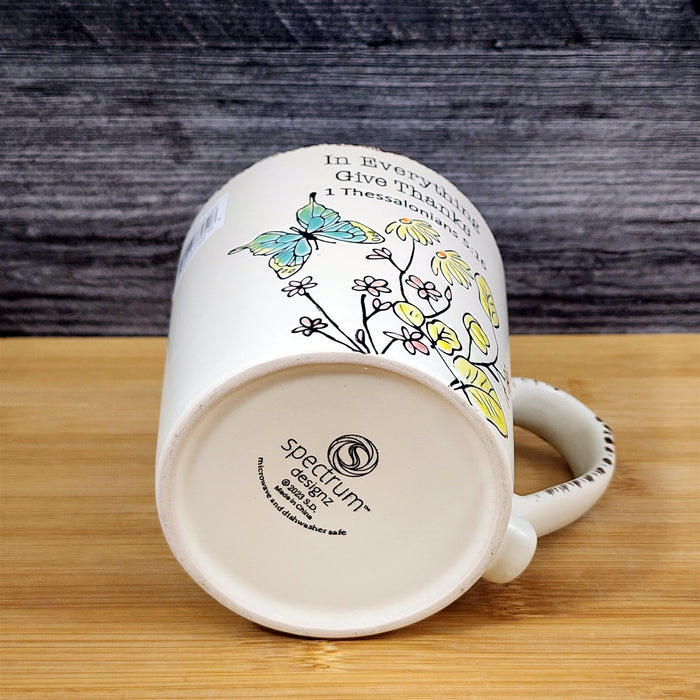 Religious Thessalonians 5:16 Inspiration Coffee Mug Cup Floral Blue Sky