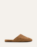 Black slip-on shoe on a white background