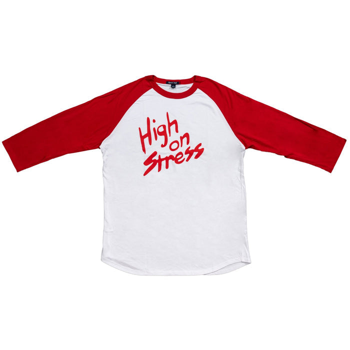 Revenge of the Nerds High On Stress White & Red Adult Raglan Shirt - TVStoreOnline