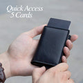 RFID Leather Wallet with Double Pop-up Aluminum Housings