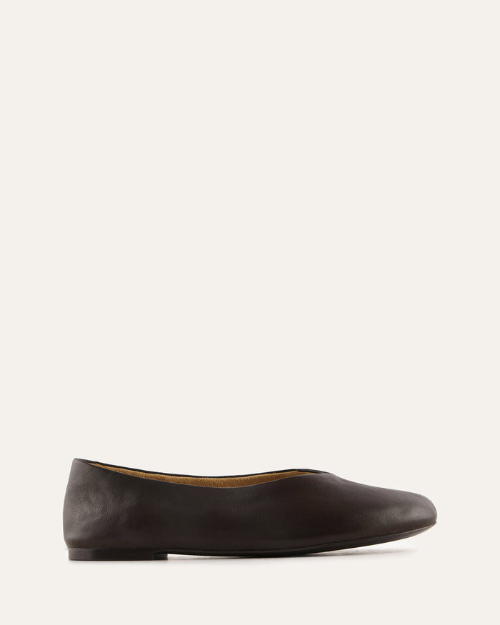 RHODE CASUAL FLATS BITTER CHOC LEATHER