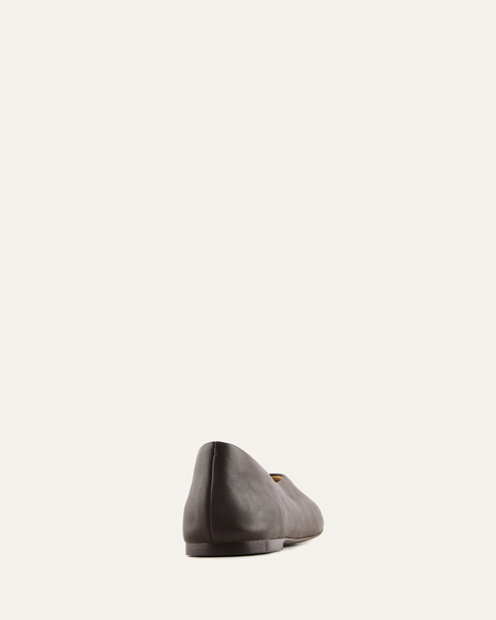 RHODE CASUAL FLATS BITTER CHOC LEATHER