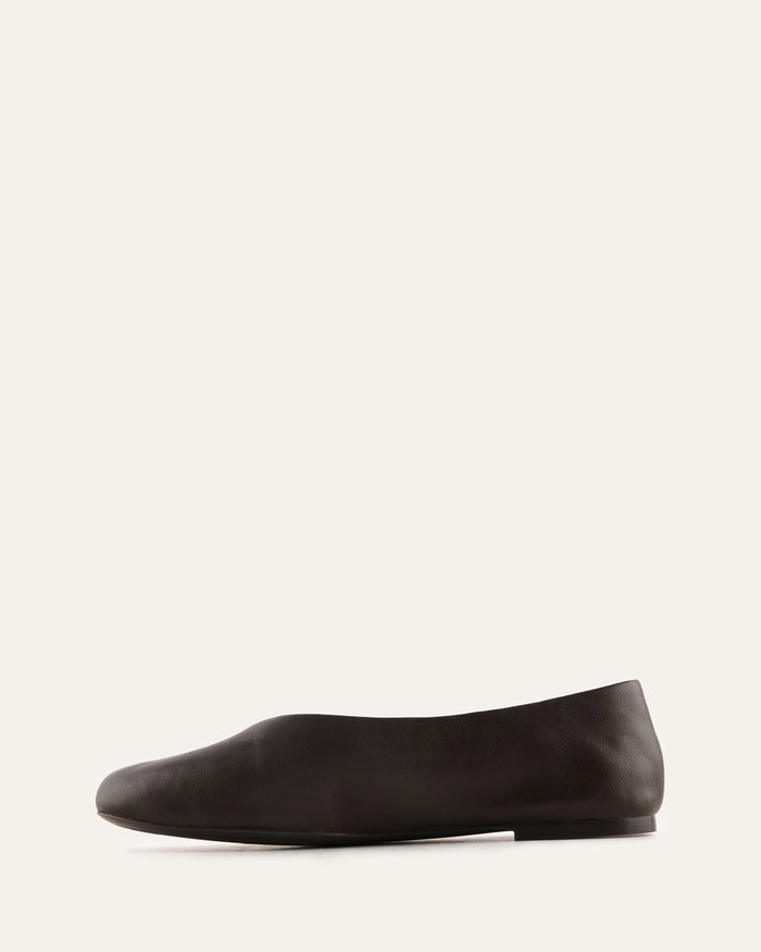 RHODE CASUAL FLATS BITTER CHOC LEATHER