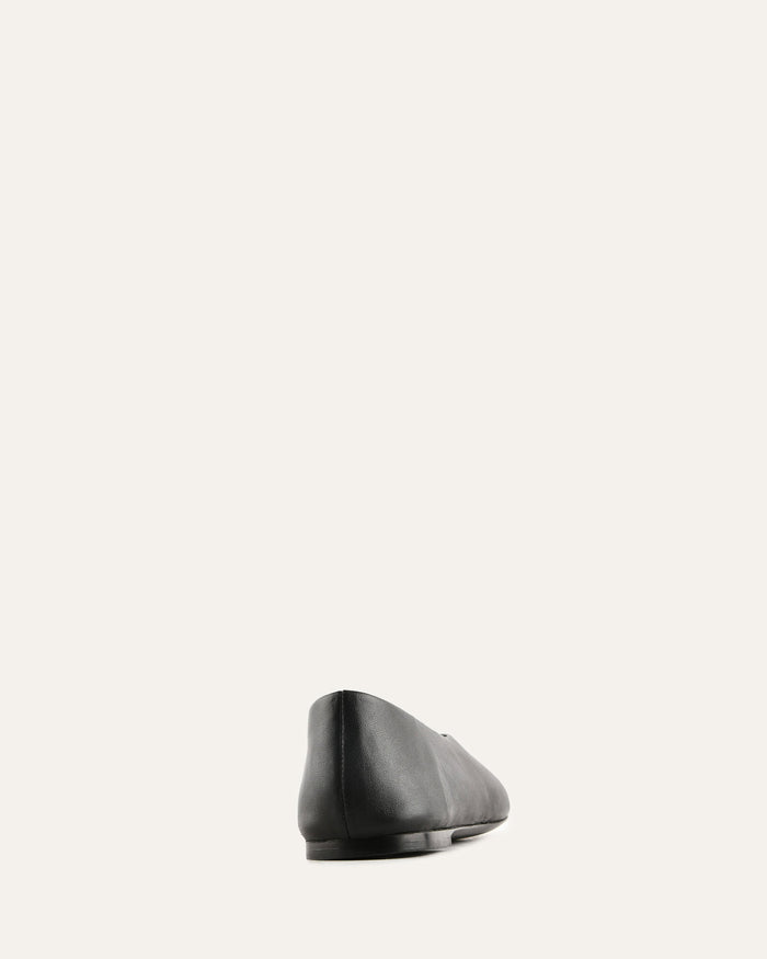 Black flats on a white background