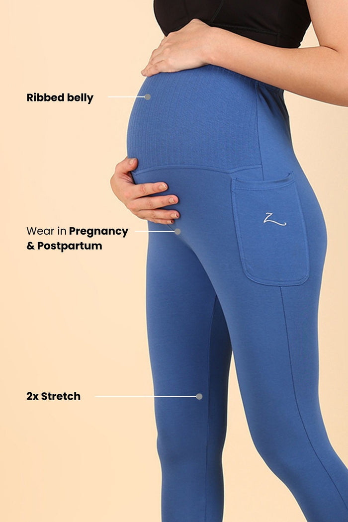 Close up of Ribbed Cotton Legging; texture provides durable stretch and breathable comfort.