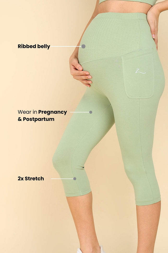Close up of Ribbed Cotton Capri; texture provides durable stretch and breathable comfort.