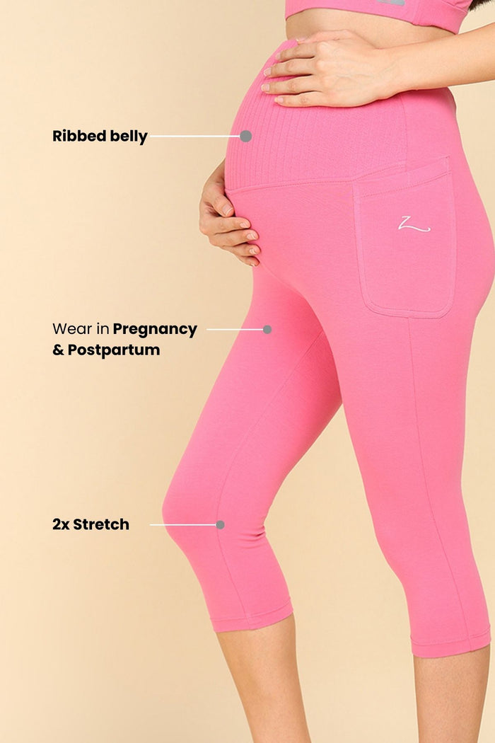Close up of Ribbed Cotton Capri; texture provides durable stretch and breathable comfort.