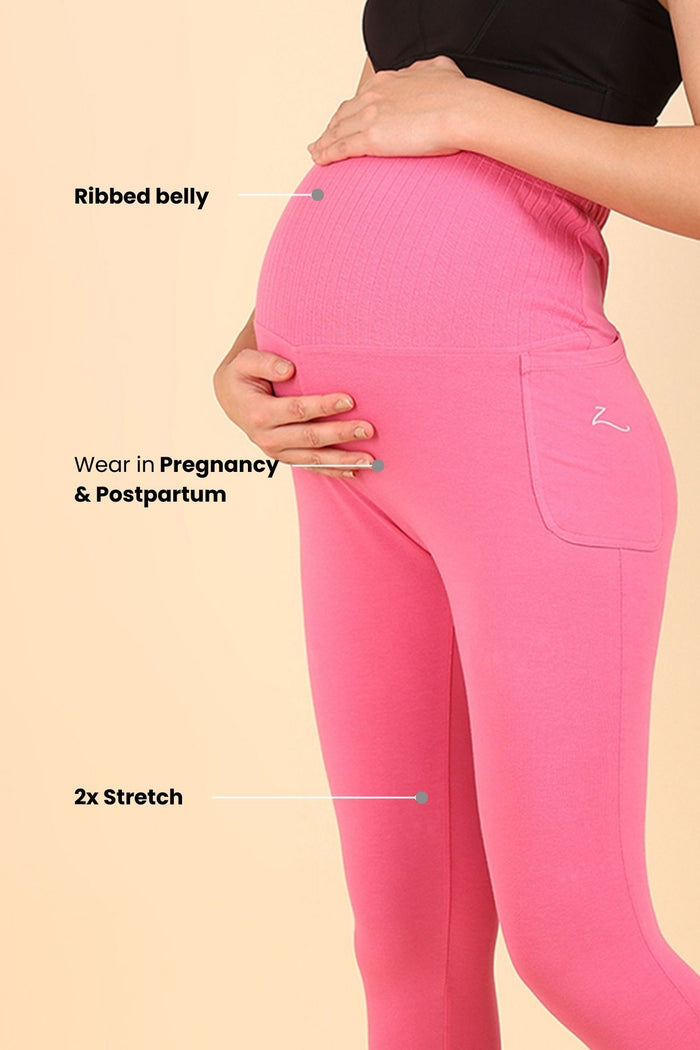 Close up of Ribbed Cotton Legging; texture provides durable stretch and breathable comfort.