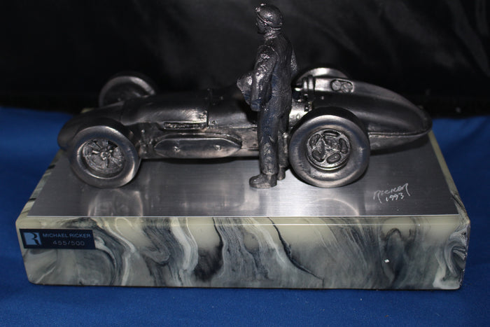 Rick Mears Autographed Micahel Ricker Pewter Statue 455/500 - Vintage Indy Sports