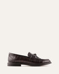 Brown leather loafer shoe on a white background