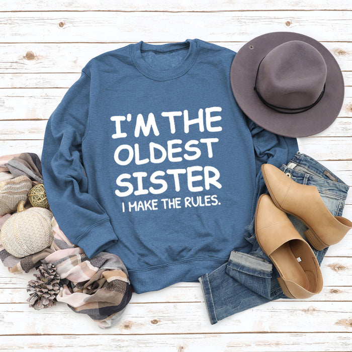 Blue sweater (white font) / S