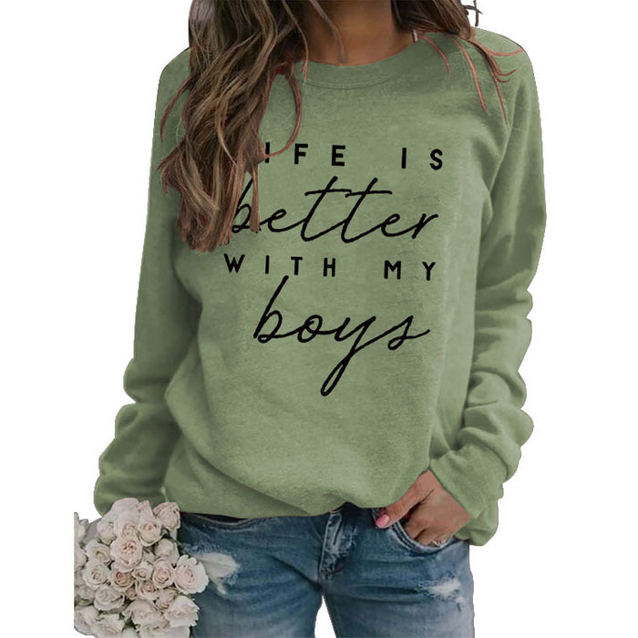 Round Neck Letter Top Women's Sweater LIKE IS Better Sweater Printing