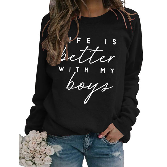 Round Neck Letter Top Women's Sweater LIKE IS Better Sweater Printing