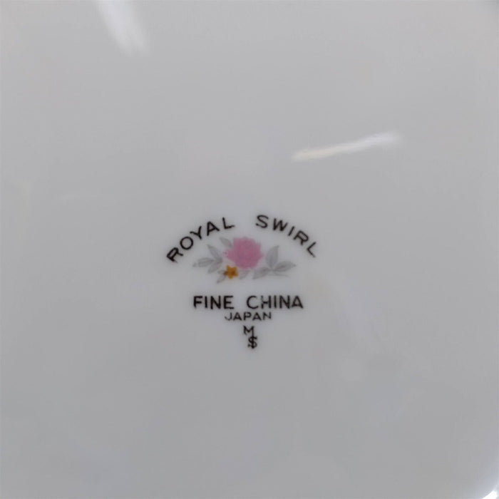 Royal Swirl Bread Plate Set of 2 Pink Rose Flower Fine China Japan Ceramic