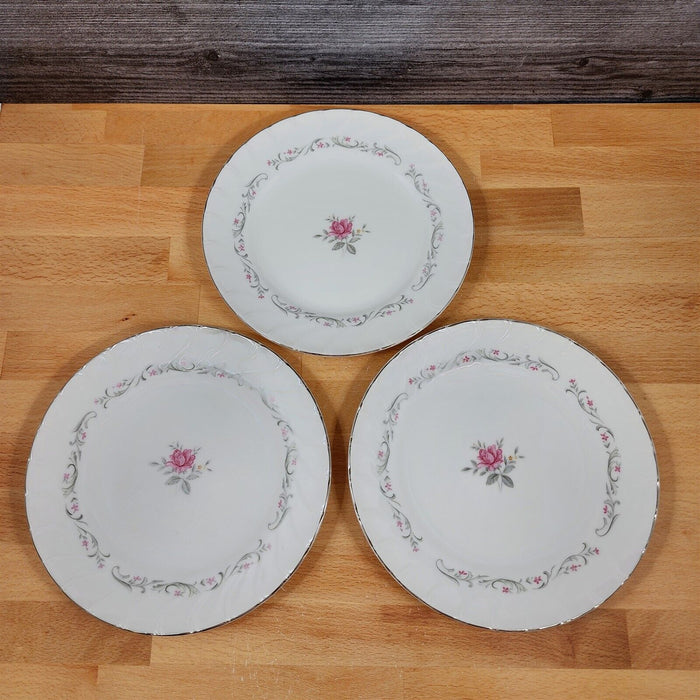 Royal Swirl Bread Plate Set of 3 Pink Rose Flower Fine China Japan Ceramic
